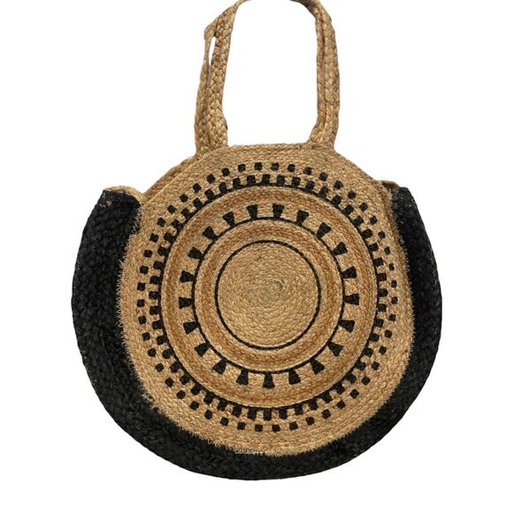 NEW Woven Moroccan HANDBAG 16” Round Crossbody Shoulder Purse Shanty Corporation - Picture 8 of 11